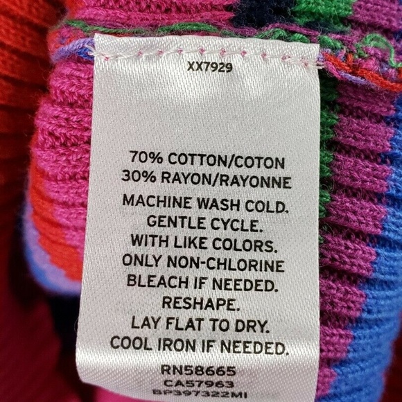 ❤BP Ribbed Lettuce Edge Multi Crazy Stripe Sweater - Picture 7 of 7